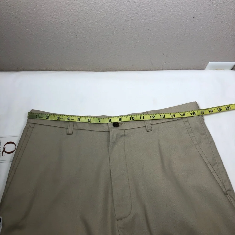 Haggar Cotton Blend Khaki No Iron Flat Front Permanent Crease‎ Pants 34 X 31